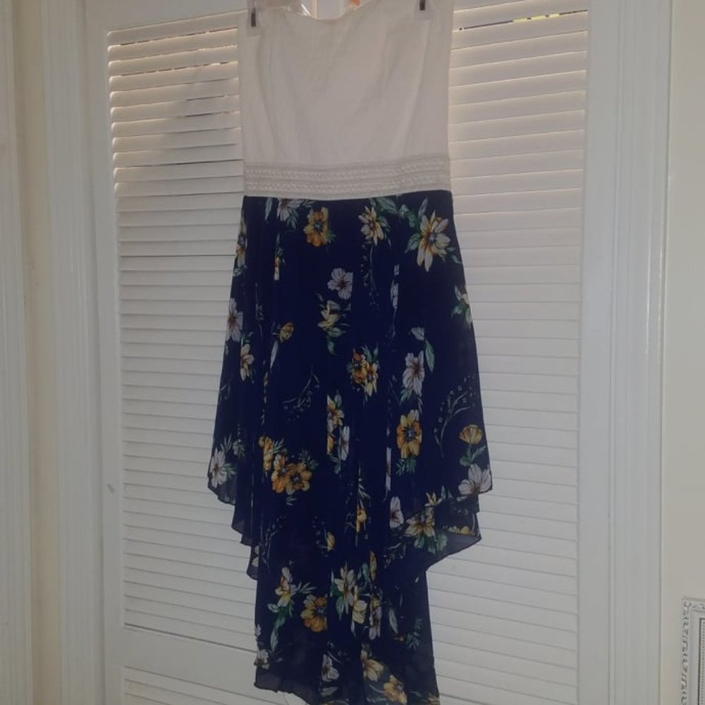 Wishful Park Floral Strapless Sun Dress Size Large